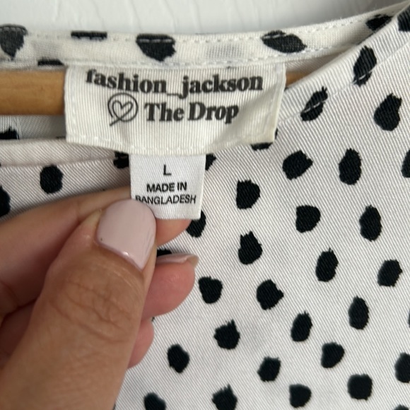 The Drop white and black polka dot dress, size L - Picture 3 of 4